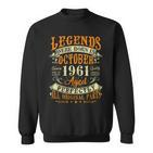 61 Jahre Legenden Oktober 1961 Geboren Sweatshirt, Retro Geburtstags-Design