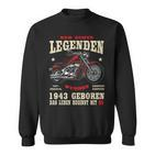 80. Geburtstag Biker Sweatshirt, Herren 1943 Motorrad Chopper