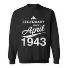 80 Geburtstag 80 Jahre Alt Legendär Seit April 1943 V2 Sweatshirt