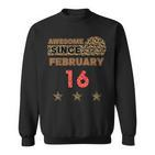 Awesome Since 16. Februar Leopardenmuster, Vintage Geburtstags Sweatshirt