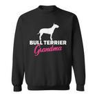 Bullterrier Oma Schwarzes Sweatshirt, Hunde Silhouette & Text in Pink