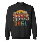 Herren Vintage Der Mann Mythos Die Legende 1951 72 Geburtstag Sweatshirt