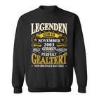 Legenden November 2003 Geburtstag Sweatshirt, 20 Jahre Lustiges Tee