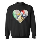 Lustige Ente Weihnachtsmütze Vintage Valentinstag Ente V2 Sweatshirt