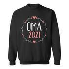 Oma 2021 Sweatshirt Schwarz mit Herzen & Kranz-Design, Geschenk für Großmütter