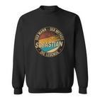 Personalisiertes Vintage Sweatshirt Sebastian - Der Mythos, Die Legende in Schwarz