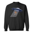 Ufo und Astronaut Motiv Schwarzes Sweatshirt, Weltraum Tee für Männer