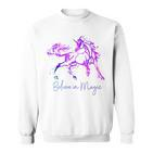 Believe In Magic Einhorn-Sweatshirt, Vintage-Fantasiekunst für Pferdefans