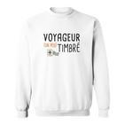 Französisches Reise-Sweatshirt Voyageur (Un Peu) Timbré mit Briefmarke und Flugzeug