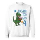 Kinder T-Rex 4. Geburtstag Sweatshirt, Lustiges Dino 4 Jahre Motiv