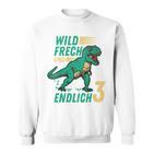 Kindergeburtstag Dino Sweatshirt - Wild, Frech & 3 Jahre Alt