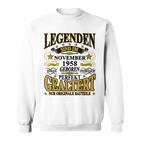 Legenden November 1958 Geburtstag Sweatshirt, 65 Jahre Lustiges Tee