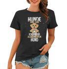 Lustiges Hunde Motiv Frauen Tshirt Hunde sind süß, also bin ich ein Hund Schwarz