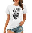 Motorrad Fahrerin Babe Lady Vintage Retro Bikerin Biker Frauen Tshirt