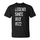 100 Geburtstag Männer Frauen Geboren Juli 1922 T-Shirt
