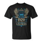 100 Jahre Legende T-Shirt Männer, Perfektes 1920 Geburtstags-Outfit