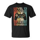13. Geburtstag Jungen T-Shirt Level 13 Freigeschaltet Offizieller Teenager