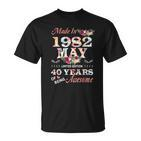 1982 Mai Vintage Blumen T-Shirt, 40 Jahre Awesome