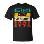 32 Year Old Awesome Since Januar 1991 32 Geburtstag Geschenke T-Shirt