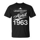 60 Geburtstag 60 Jahre Alt Legendär Seit April 1963 V3 T-Shirt