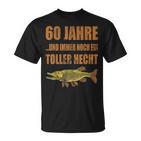 60 Jahre Geburtstag Angler T-Shirt, Toller Hecht Vintage Design