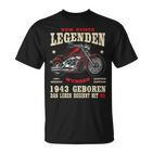 80. Geburtstag Biker T-Shirt, Herren 1943 Motorrad Chopper