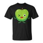 Apfel-Charakter T-Shirt für Kinder, Lustiges Design in Schwarz