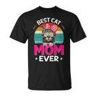 Beste Katzenmutter Ever T-Shirt für Damen, Katzenliebhaber Tee