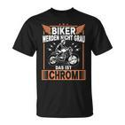 Biker Grau Chrom Motorrad Motorradfahrer Motorradfahren T-Shirt