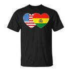 Bolivien USA Flagge Herz T-Shirt für Bolivianisch-Amerikanische Patrioten