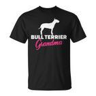 Bullterrier Oma Schwarzes T-Shirt, Hunde Silhouette & Text in Pink