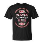 Damen T-Shirt Mama und Oma Rocker mit Blumen & Vintage-Schrift