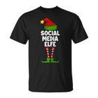Damen T-Shirt Social Media Elfe, Partnerlook Weihnachten