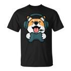 Gamer Hund Shiba Inu Gaming Zocken Nerd Lustig Kawaii Zocker T-Shirt