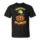 Halloween Grinsender Kürbis Horror Lustiges Spaß T-Shirt