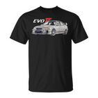 Herren Schwarz T-Shirt mit Evo 7 Auto-Print, Motorsport Design