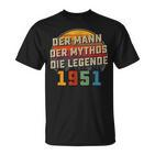 Herren Vintage Der Mann Mythos Die Legende 1951 72 Geburtstag T-Shirt