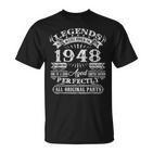 Legenden 1948 Geboren T-Shirt, 75. Geburtstag Mann Feieridee