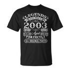 Legenden 2003 Geboren T-Shirt, 20. Geburtstag Mann Humorvoll