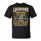 Legenden November 1978 Geboren, 45. Geburtstag Lustiges T-Shirt