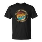 Personalisiertes Schwarzes T-Shirt Marco – Mann, Mythos, Legende, Einzigartig