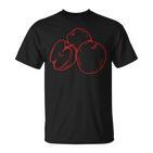 Schwarzes T-Shirt mit Rotem Apfel-Design, Kreatives Obst Motiv Tee