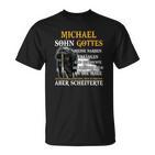 Schwarzes T-Shirt mit Sensenmann & Michael – Sohn Gottes Spruch, Narben Story