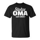 Stolze Oma seit 2021 Schwarzes T-Shirt, Präsent für Großmütter