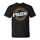 Unisex Schwarzes T-Shirt, Regenbogen PRIDE Schriftzug, Mode für LGBT+