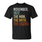 Vintage 1972 Mann Mythos Legende T-Shirt zum 50. Geburtstag