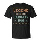 Vintage Legend Since Januar 1961 Geburtstag Männer Frauen T-Shirt