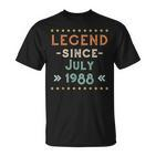 Vintage Legend Seit Juli 1988 Geburtstag Männer Frauen T-Shirt