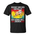Zocken Reichet Mir Den Controller König Ps5 Konsole Gamer V4 T-Shirt