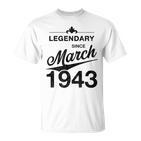80 Geburtstag 80 Jahre Alt Legendär Seit März 1943 V2 T-Shirt